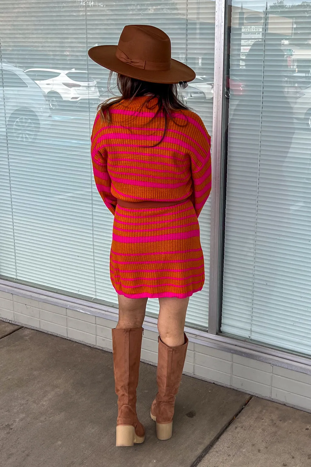 Lucca Couture-KIMMY RETRO SWEATER DRESS-SPICE/PINK