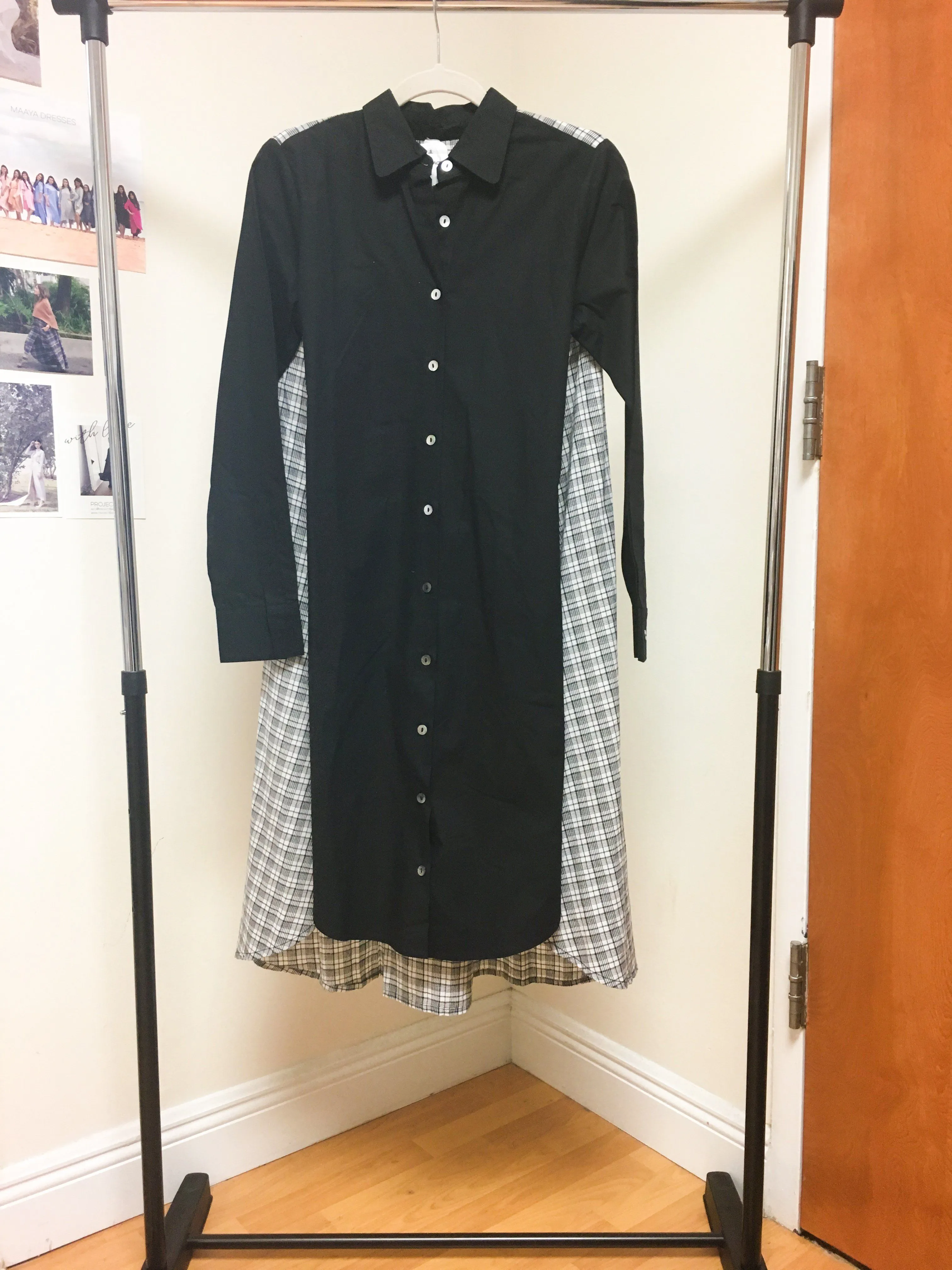 Maaya Short Length - Black/Gingham Poplin