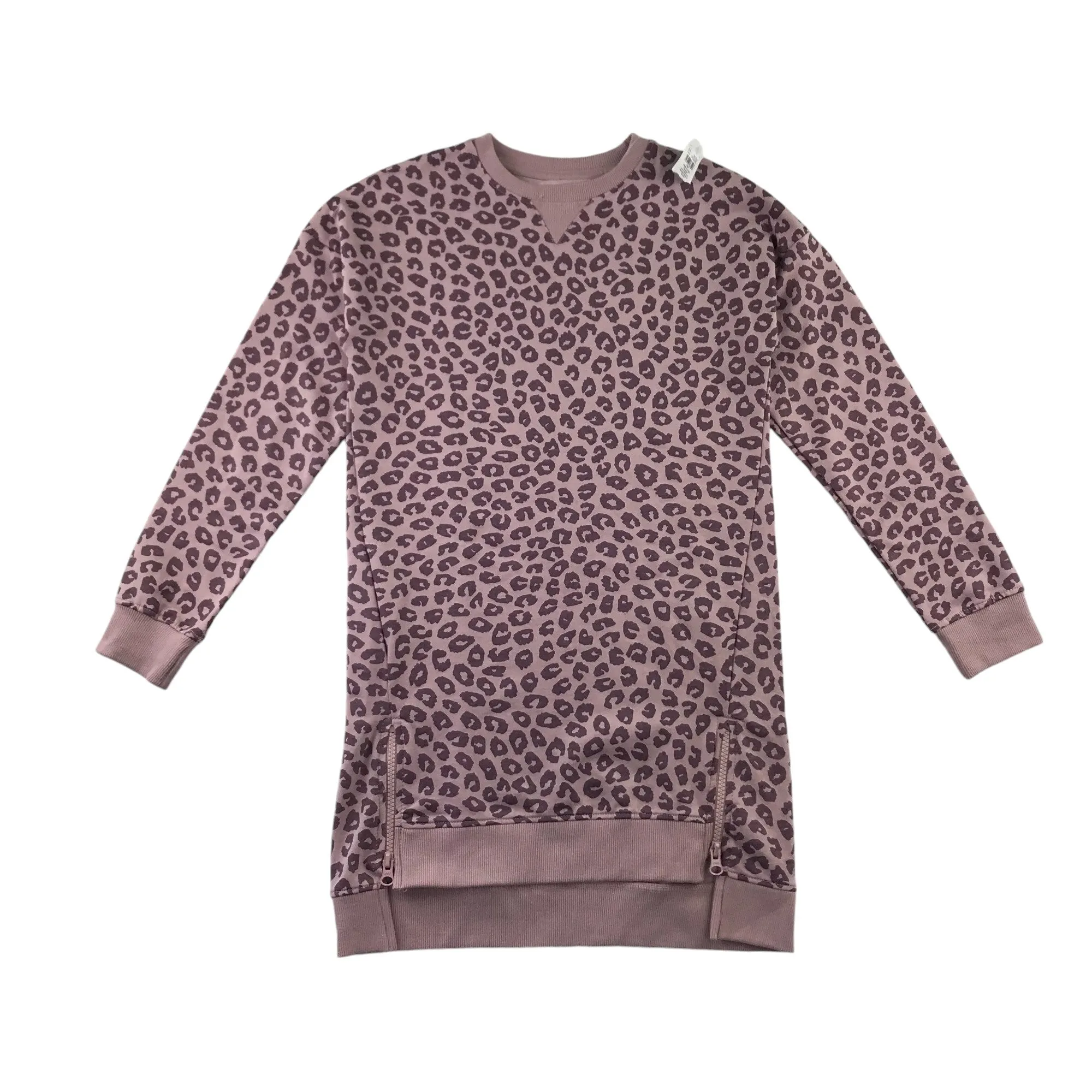 M&Co sweater dress 8-9 years pink leopard spot print