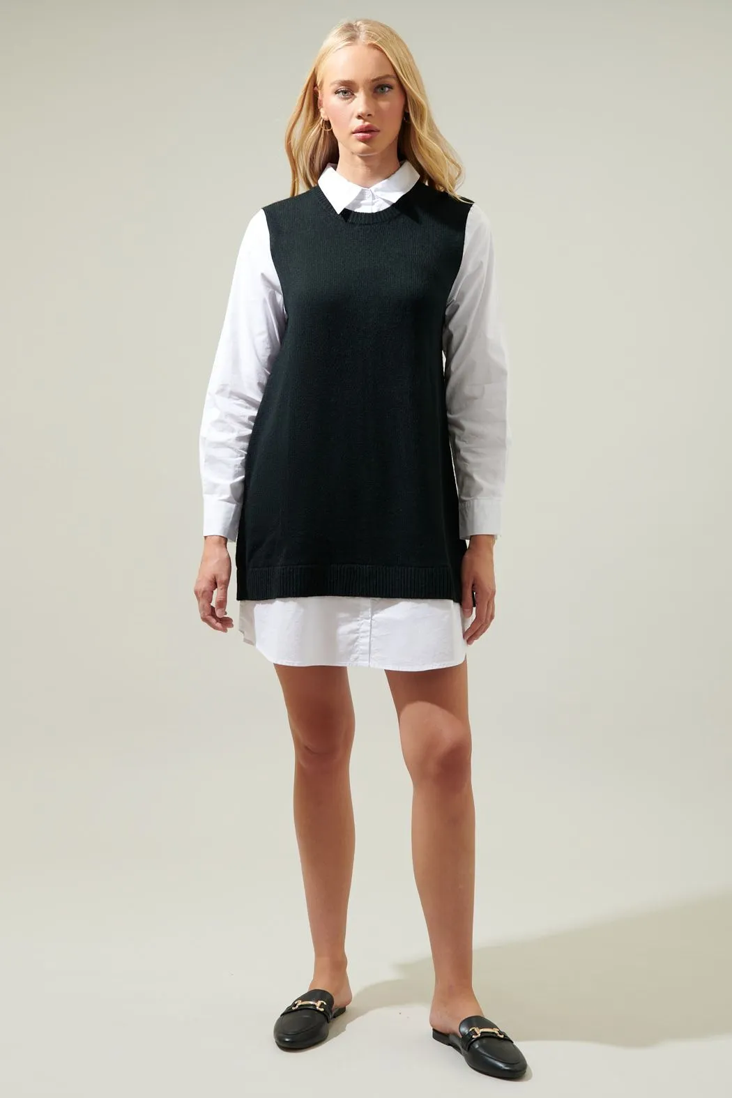 Mariela Sweater Vest & Poplin Dress - FINAL SALE