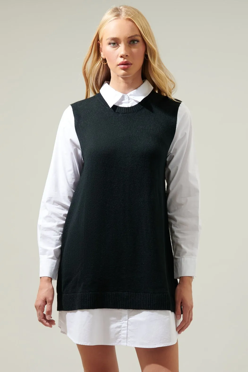 Mariela Sweater Vest & Poplin Dress - FINAL SALE