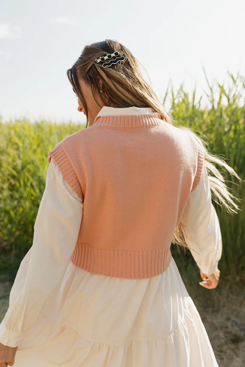 Maylie Sweater Vest-Peach