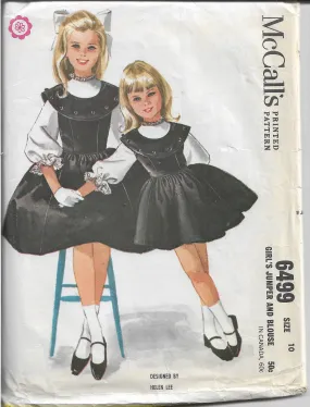 McCalls 6499 Girls Jumper Dress Blouse Vintage 1960's Sewing Pattern