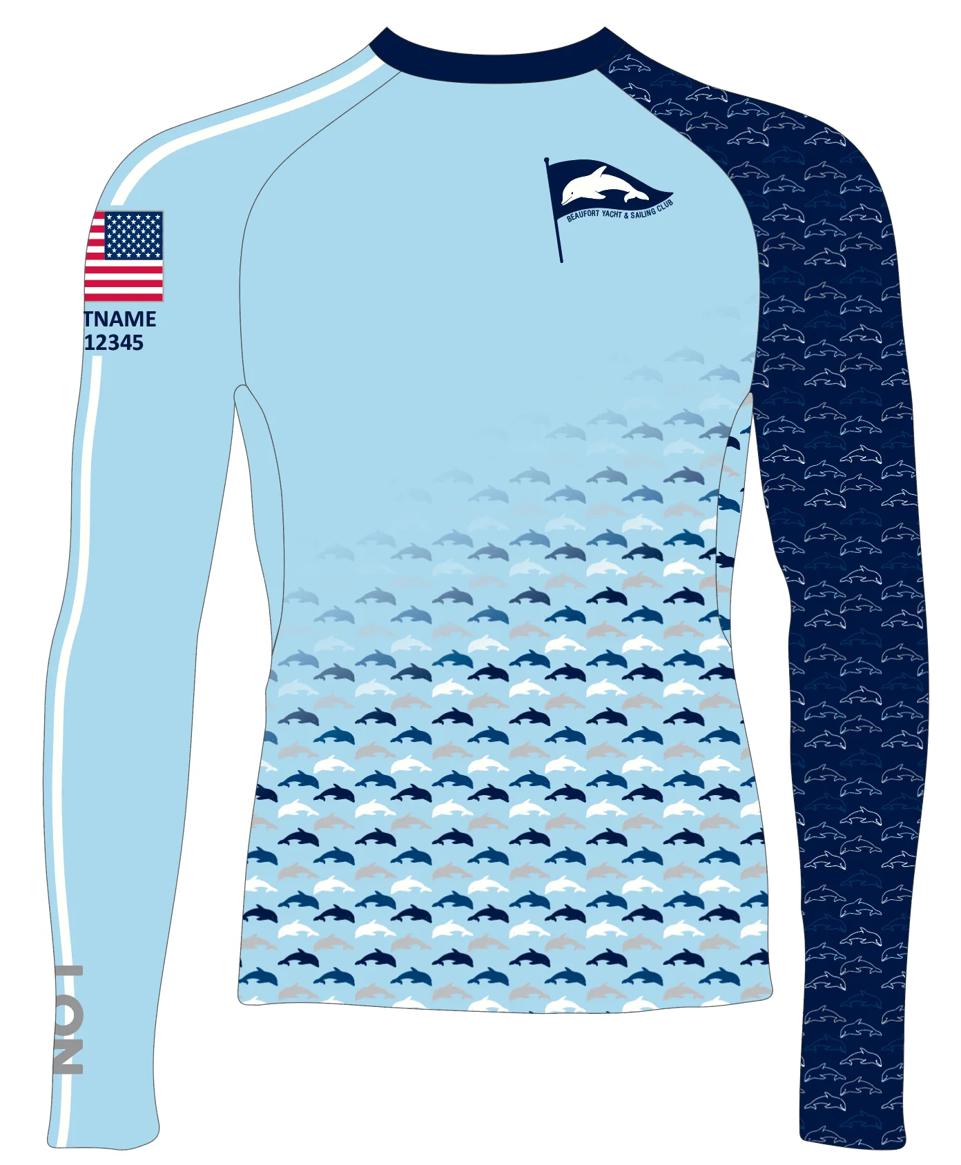 MEN TECH-TEE TOP LONG SLEEVE LT BLUE | BEAUFORT Y&S CLUB | PSNLZ'D