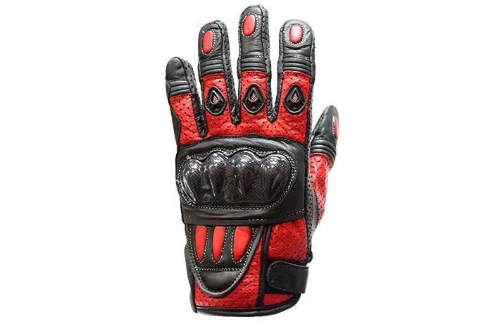 Men's Padded Red Racing Gloves, GLZ36-RED-DL