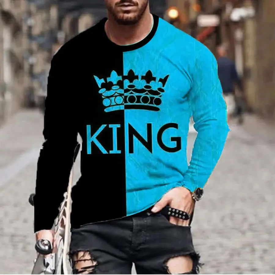 Men's Plus Size Long-sleeved T-shirt 3D Digital Printing Fashion