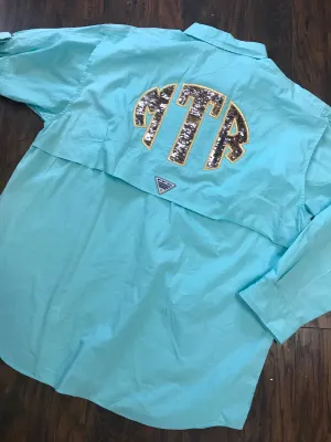 Mermaid Sequined Monogrammed Fishing Shirt