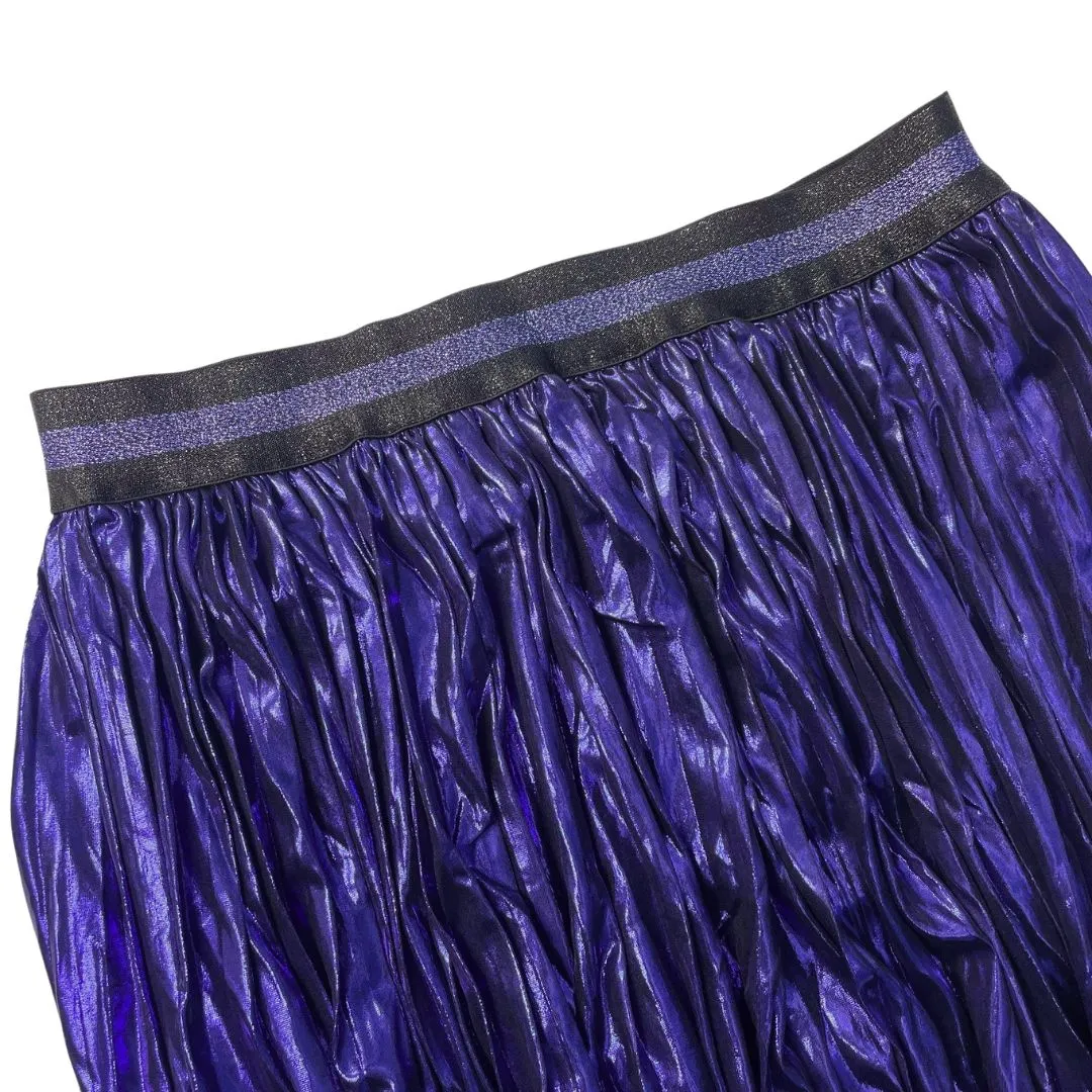 Metallic Pleated Skirt Electric Blue