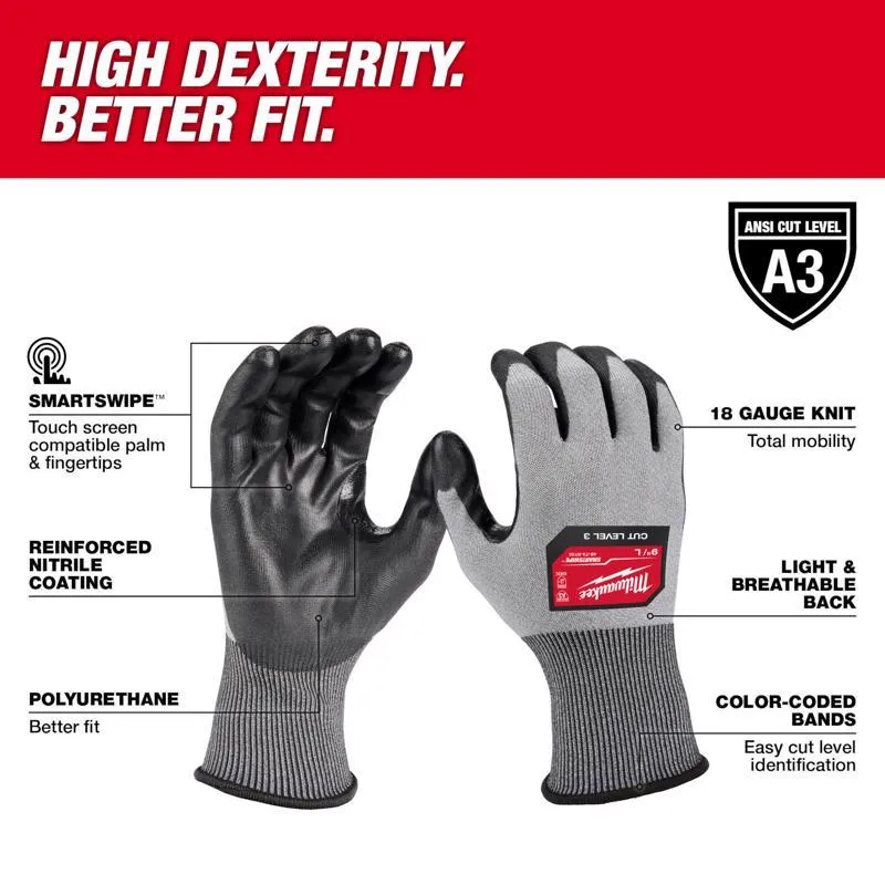 Milwaukee Gloves Dipped Gloves Gray XL 1 pair