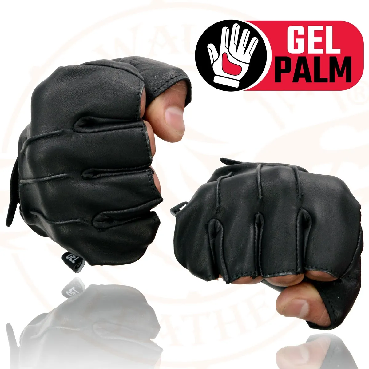 Milwaukee Leather SH206 Men's Black Leather Gel Padded Palm Fingerless