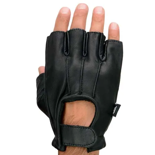 Milwaukee Leather SH206 Men's Black Leather Gel Padded Palm Fingerless