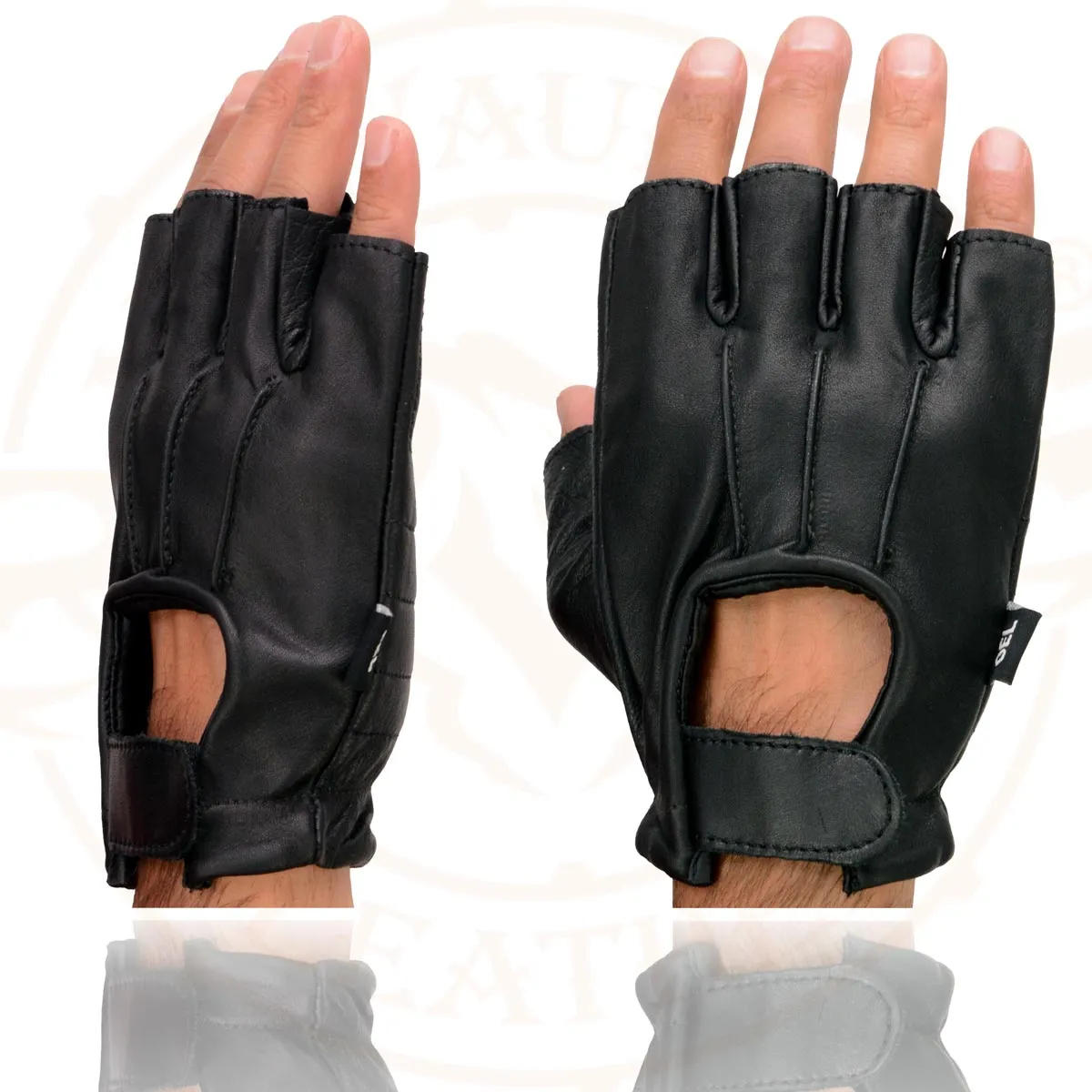 Milwaukee Leather SH206 Men's Black Leather Gel Padded Palm Fingerless