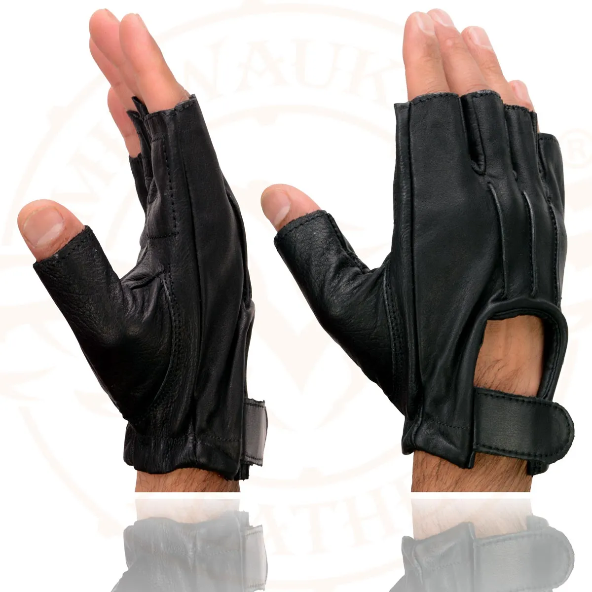 Milwaukee Leather SH206 Men's Black Leather Gel Padded Palm Fingerless