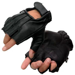 Milwaukee Leather SH206 Men's Black Leather Gel Padded Palm Fingerless