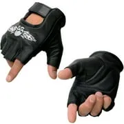 Milwaukee Leather SH353 Men's Black Leather Gel Padded Palm Fingerless