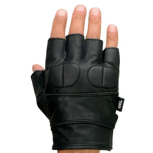 Milwaukee Leather SH462 Men's Black Leather Gel Palm Fingerless