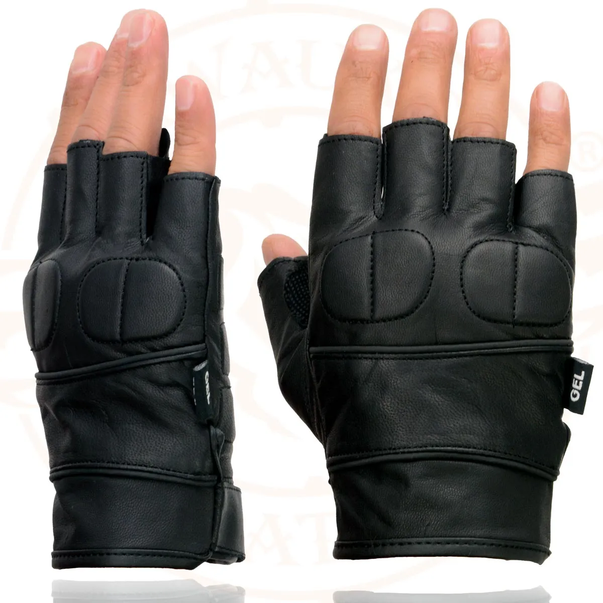 Milwaukee Leather SH462 Men's Black Leather Gel Palm Fingerless