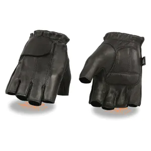 Milwaukee Leather SH850 Men's Black Leather Gel Padded Palm Fingerless Motorcycle Hand Gloves W/ Soft ‘Genuine USA Deerskin’