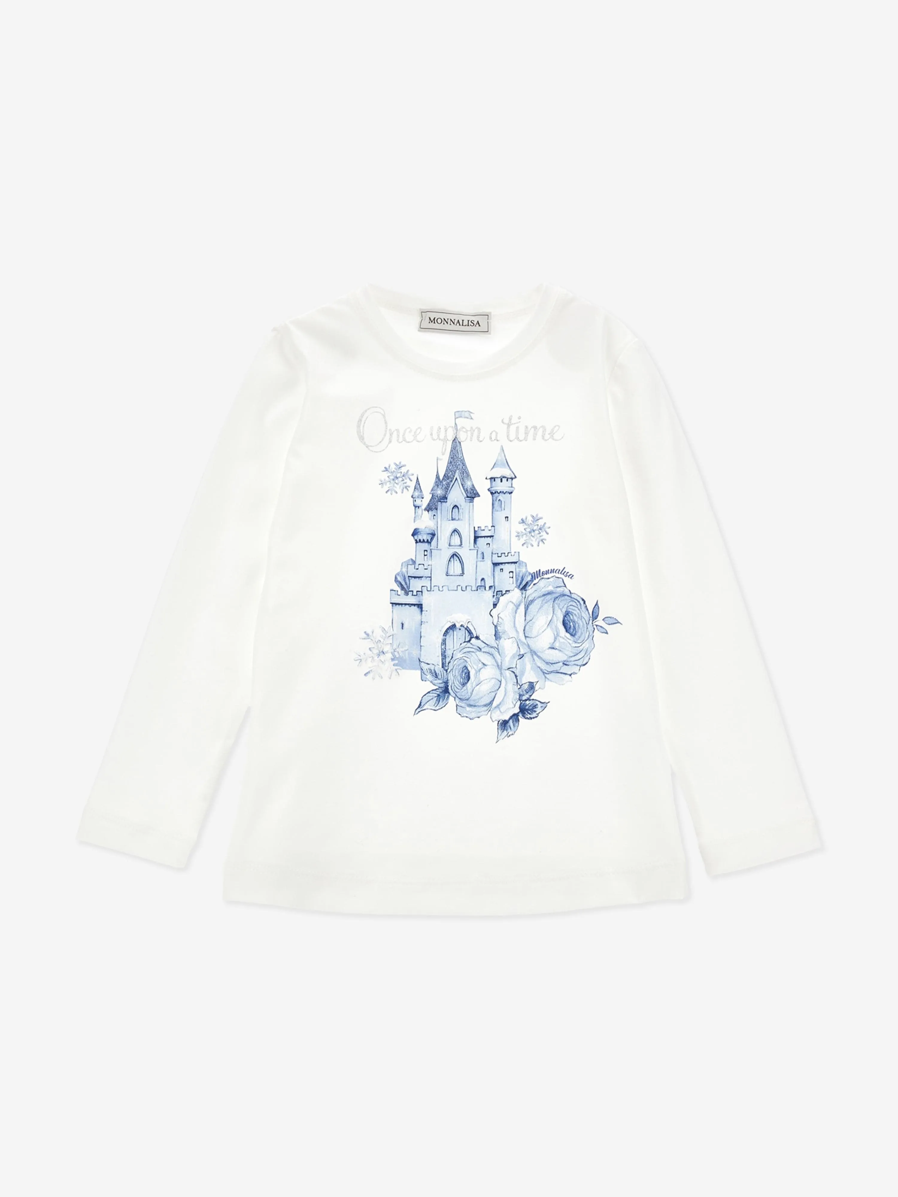 Monnalisa Girls Long Sleeve Frozen Castle T-Shirt in White