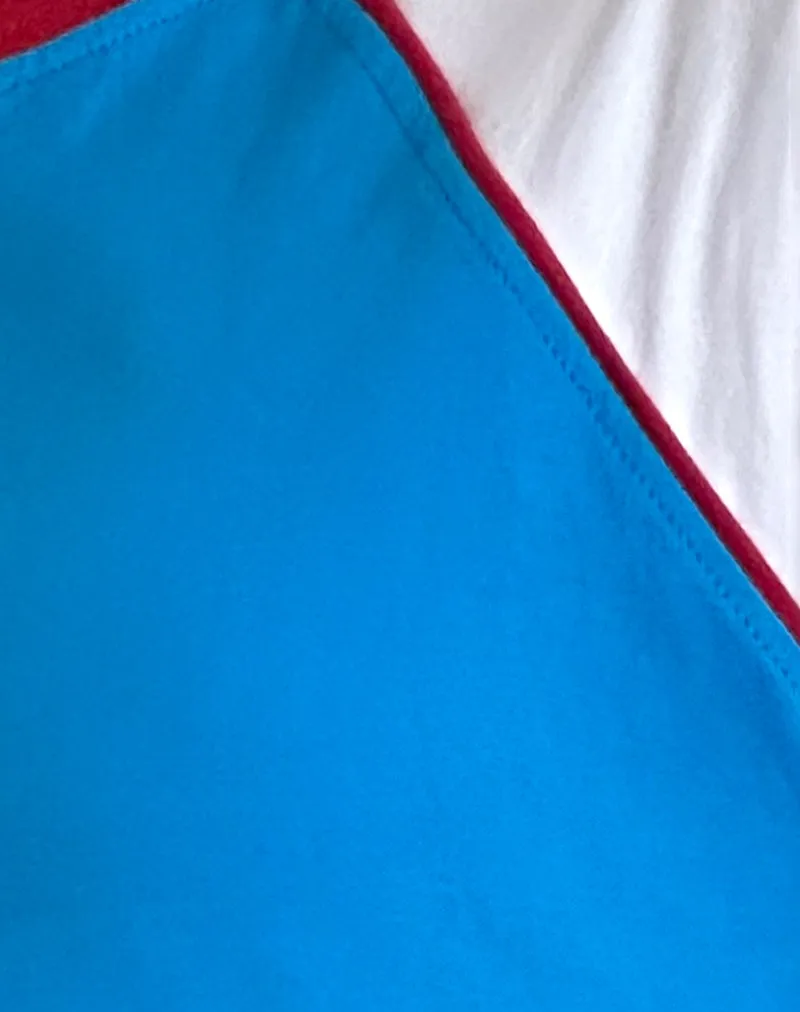 Nagita Racer Top in Aqua Blue with Red Binding