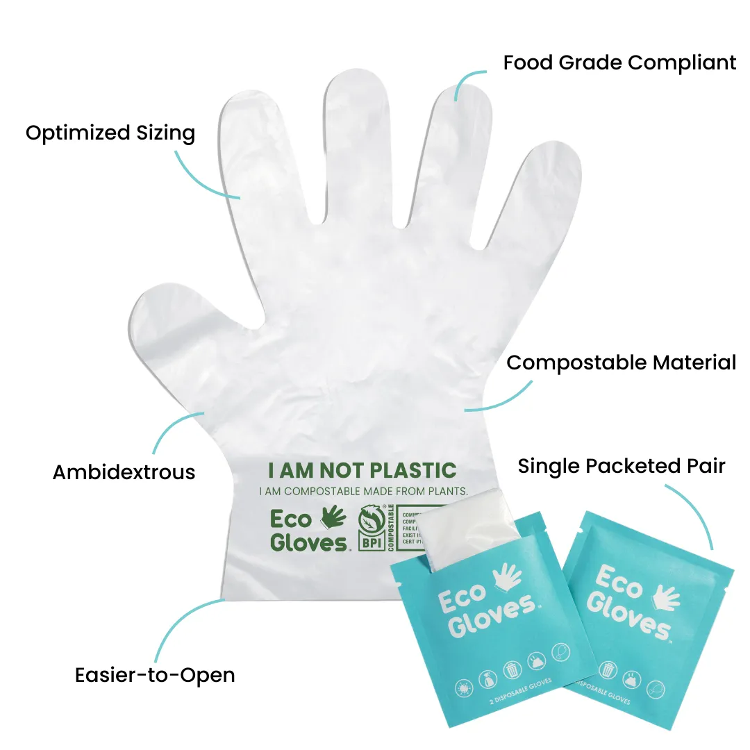 *New & Improved* Individually Wrapped Disposable Gloves - 10 Pack