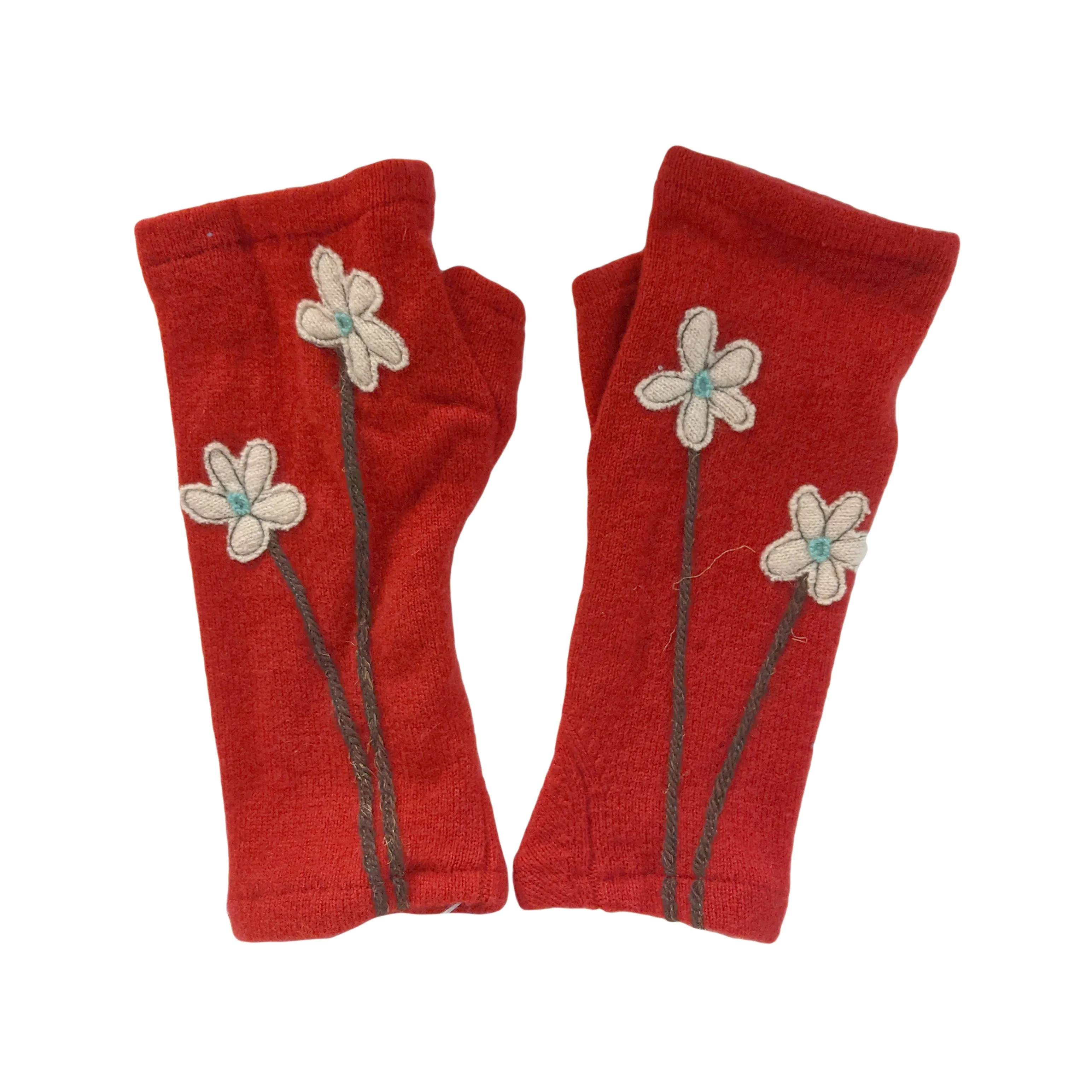 NEW! Cashmere Fingerless Gloves with Wildflowers by Sardine