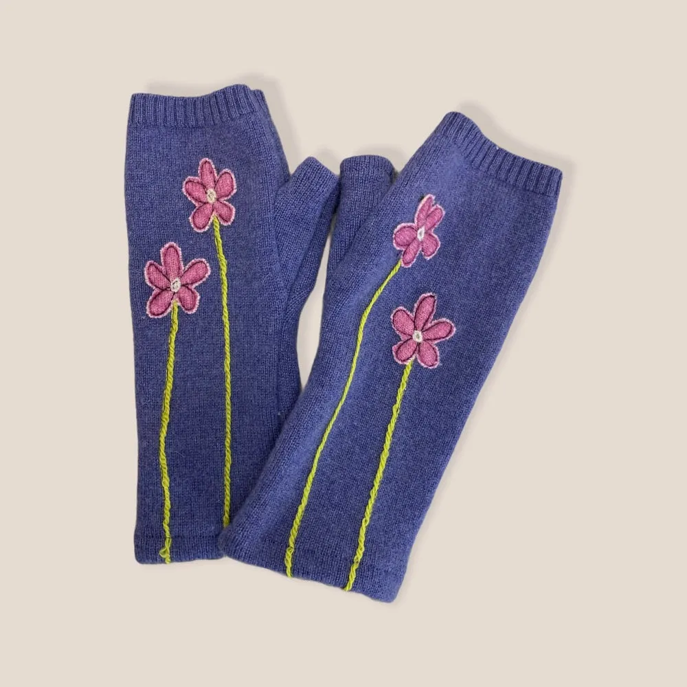 NEW! Cashmere Fingerless Gloves with Wildflowers by Sardine