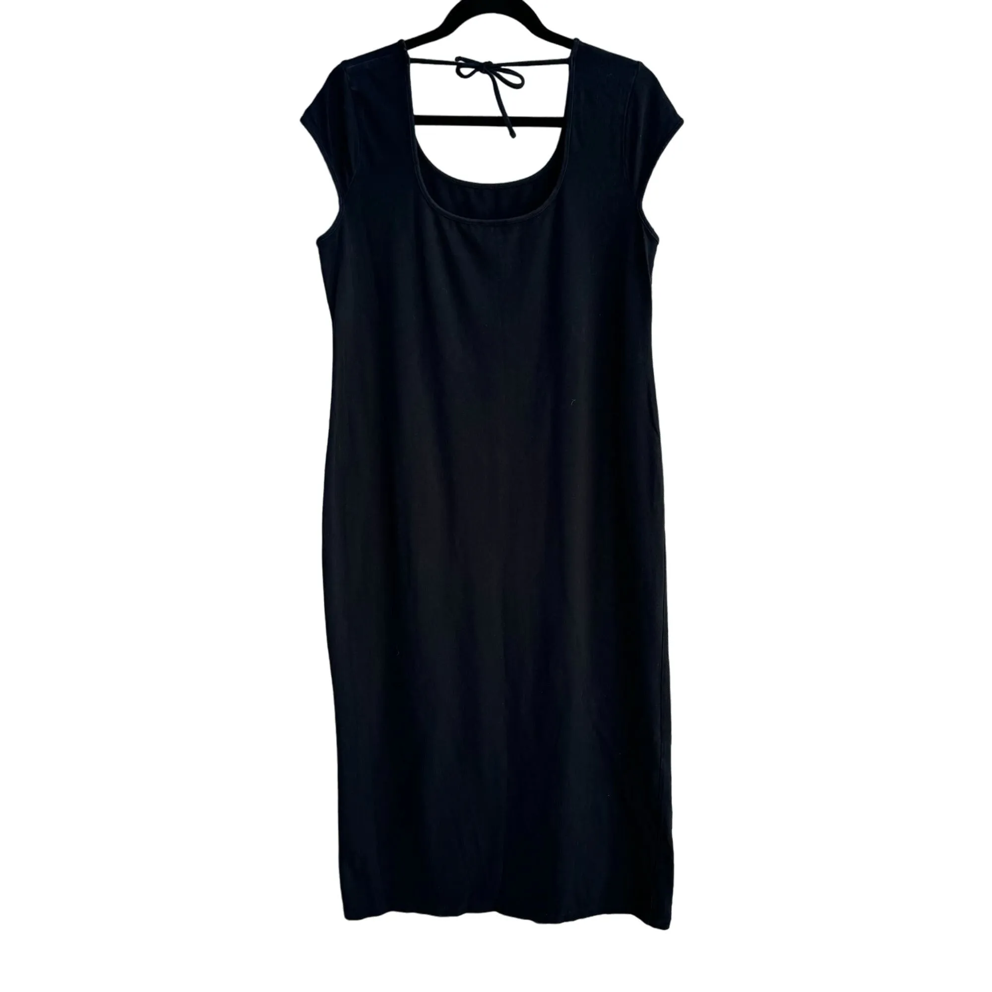 NY & Co Womens Black Sleeveless Tie Back Scoop Neck Cap Sleeve Maxi Dress - XL