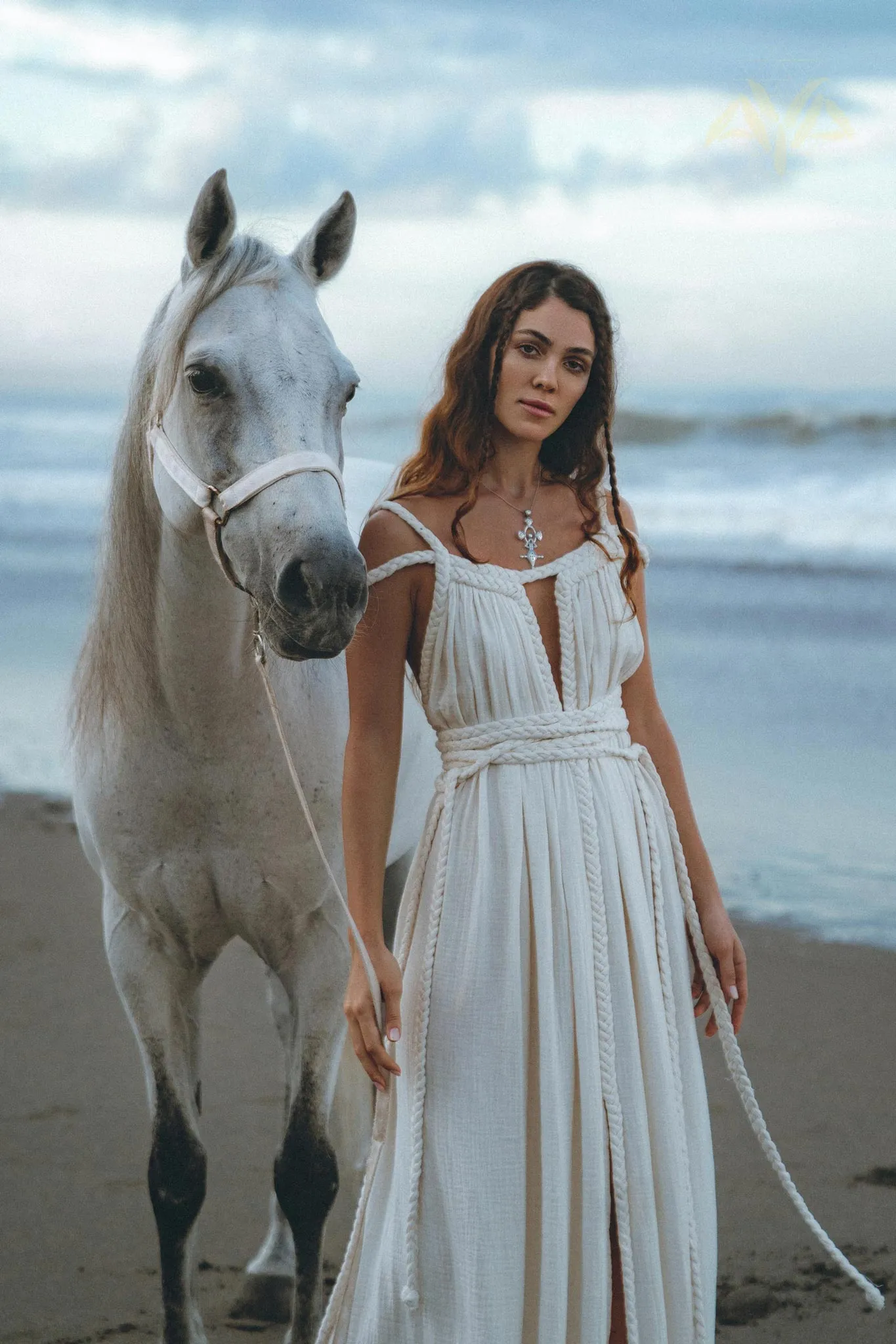 Off-White Greek Goddess Boho Wedding Dress