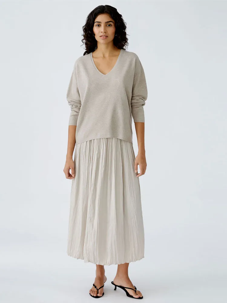 Oui Pleated Skirt Light Stone