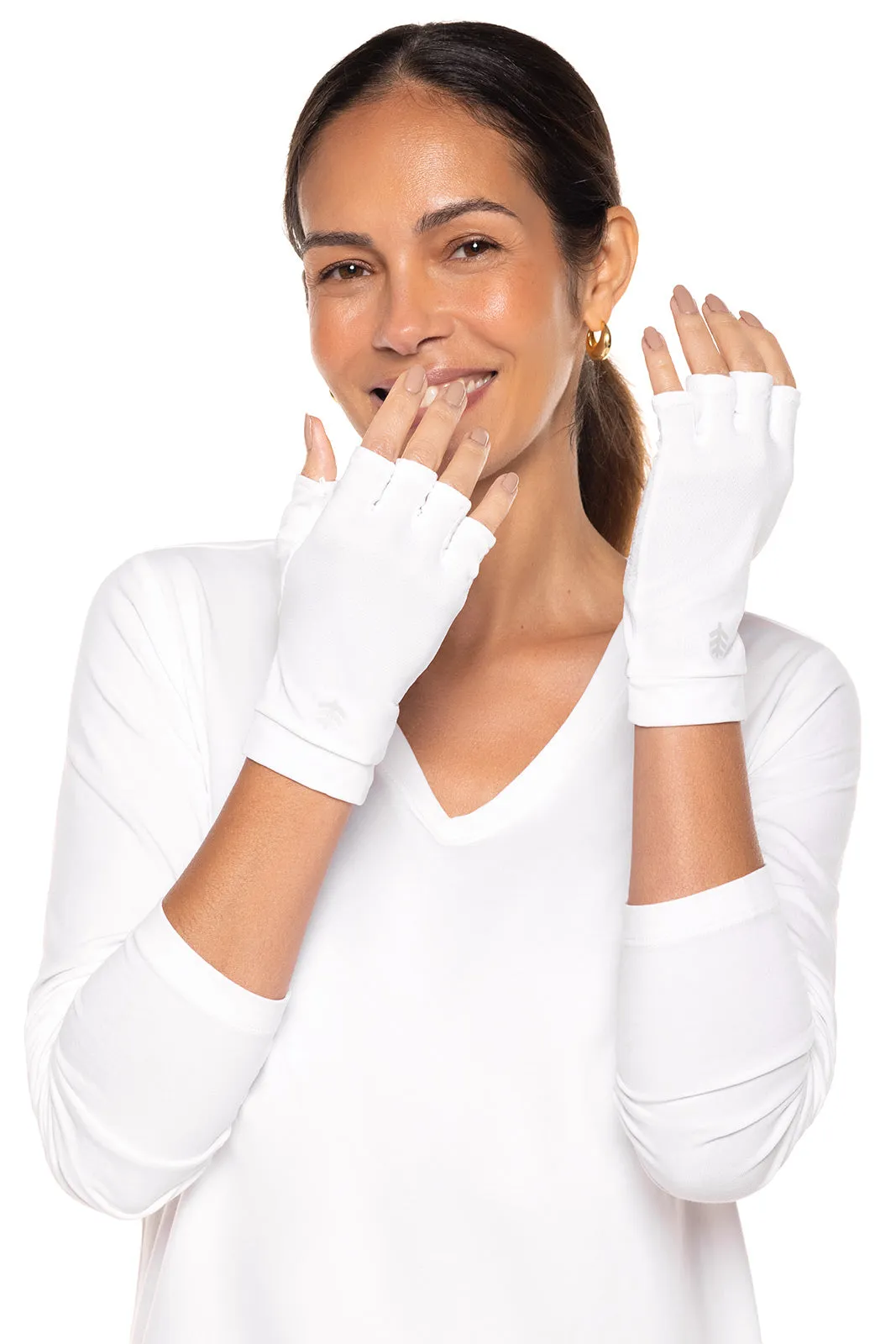 Ouray UV Fingerless Sun Gloves  |  White