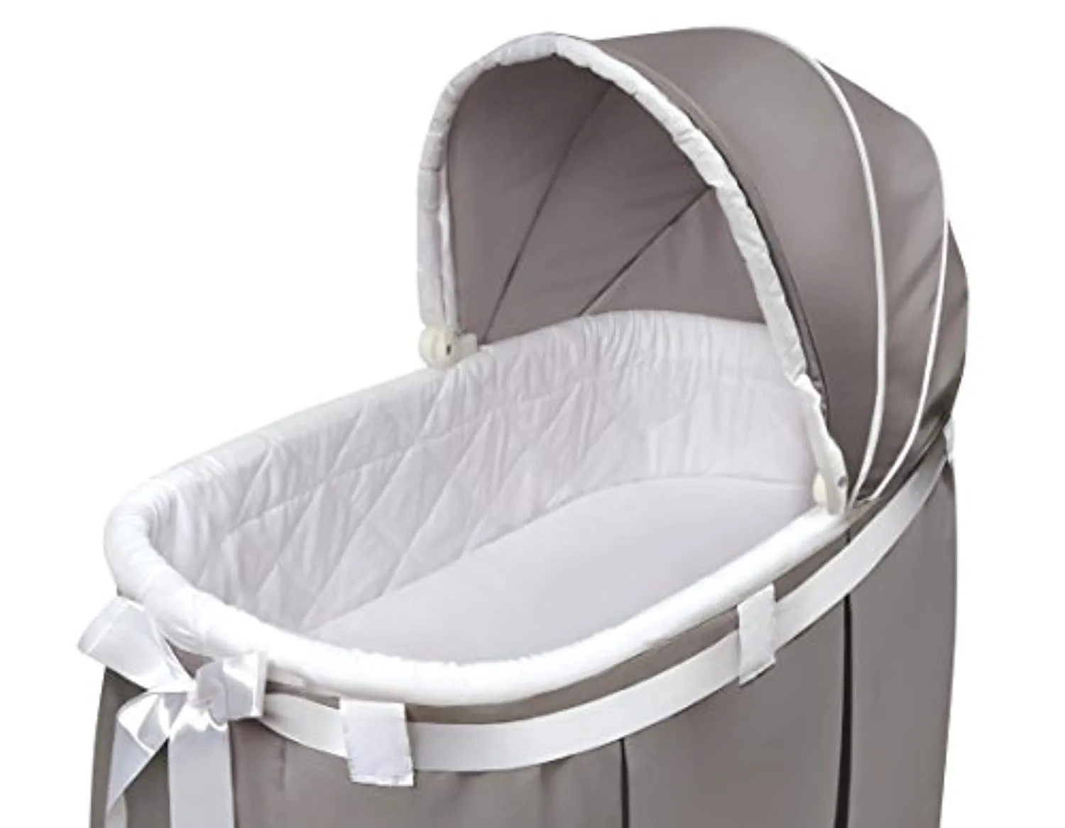 Oval Rocking Baby Bassinet with Bedding, Storage, and Pad