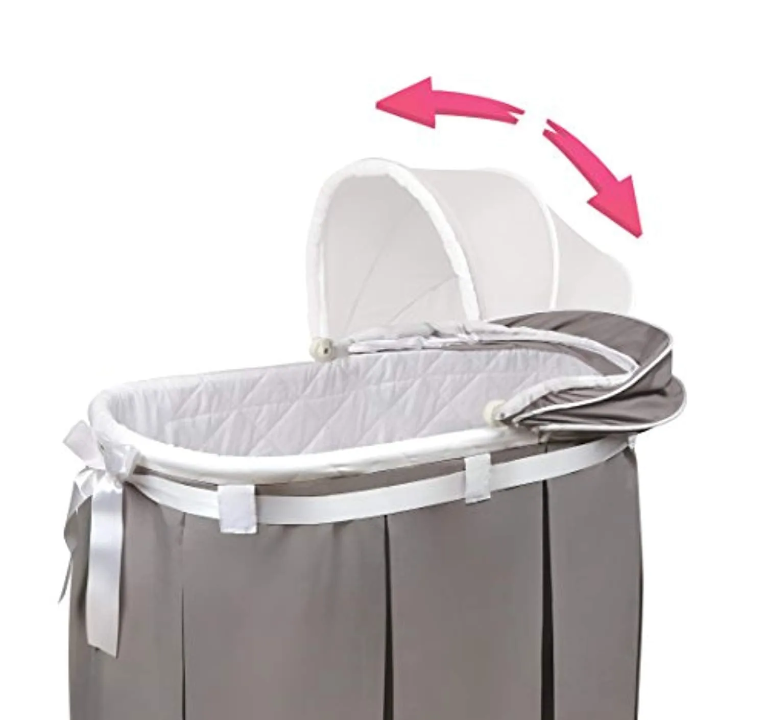 Oval Rocking Baby Bassinet with Bedding, Storage, and Pad