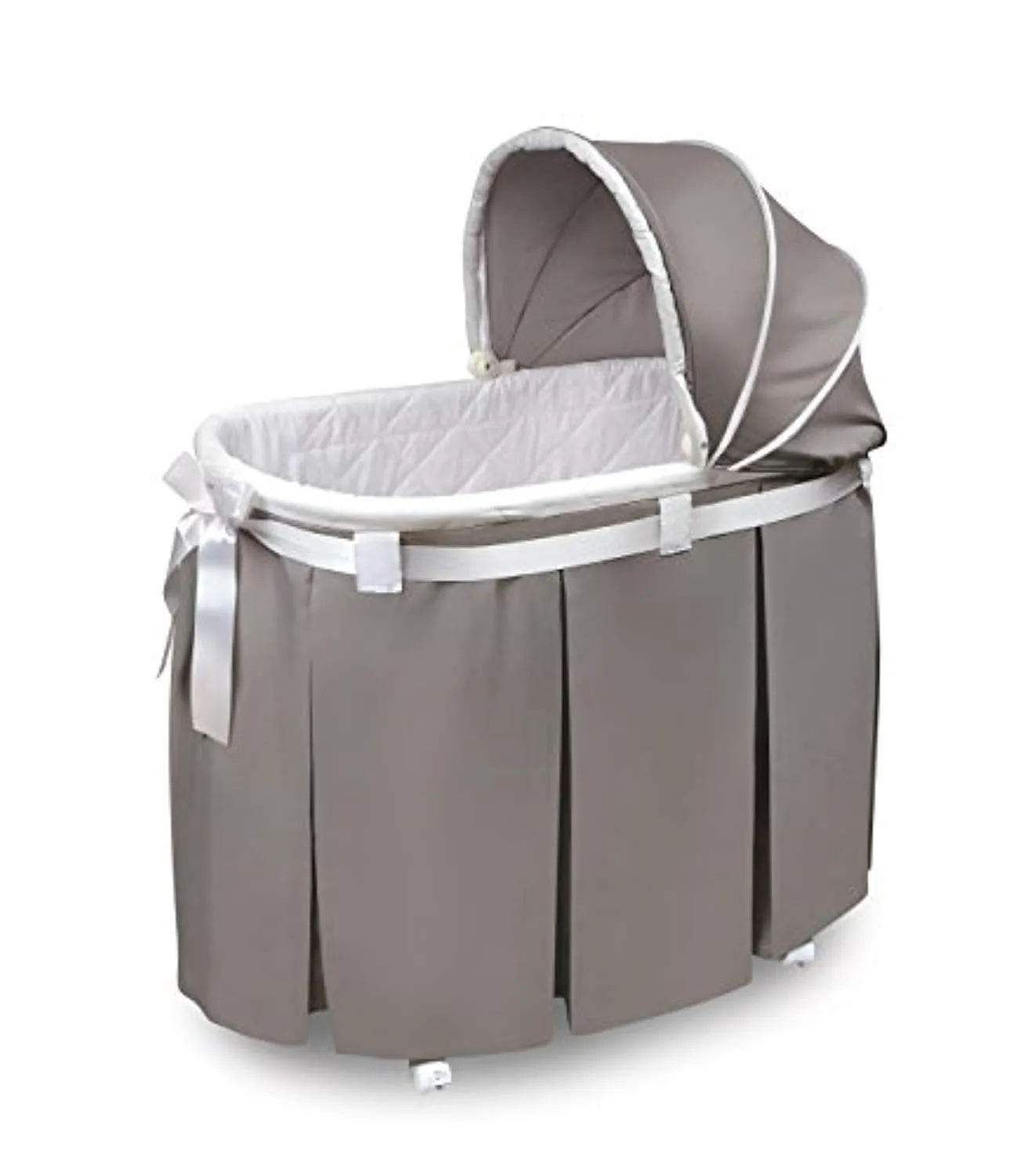 Oval Rocking Baby Bassinet with Bedding, Storage, and Pad