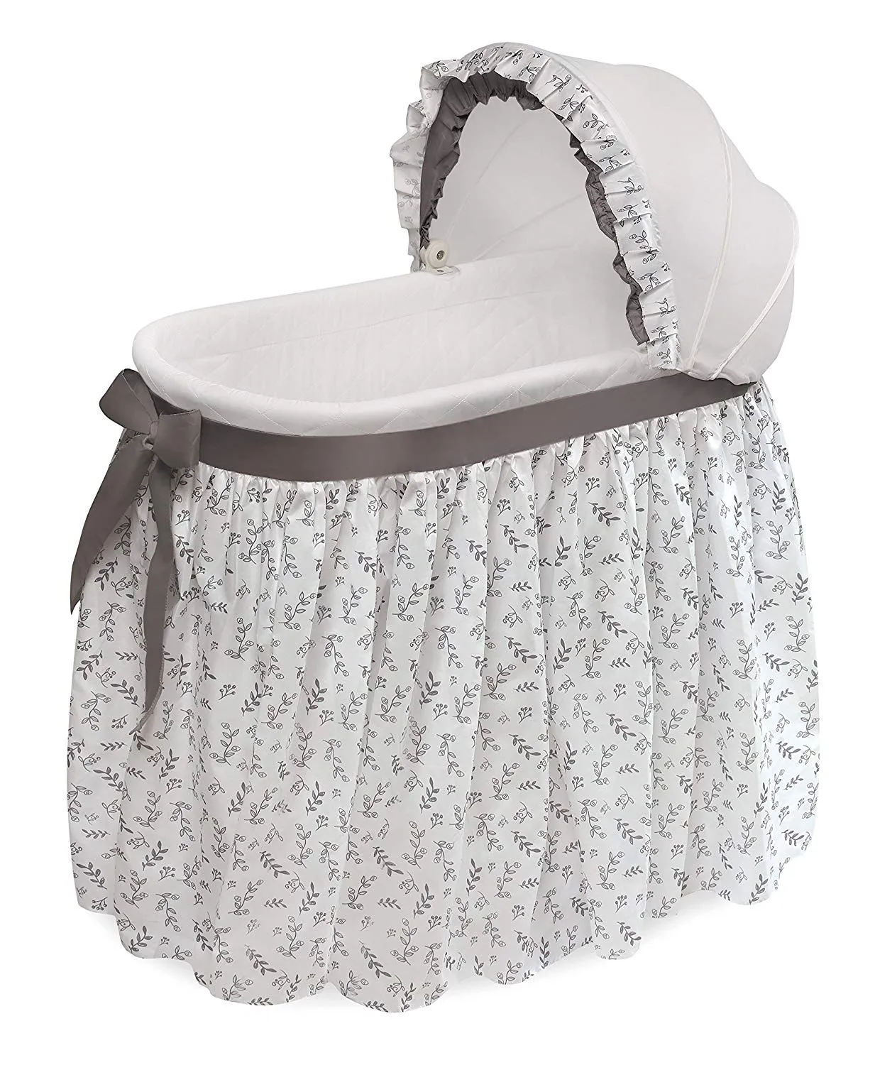 Oval Rocking Baby Bassinet with Bedding, Storage, and Pad