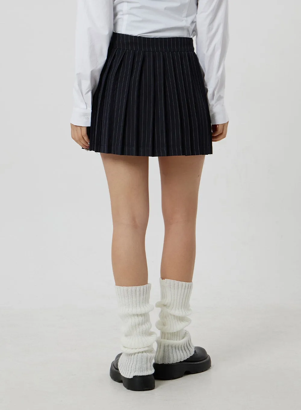 Pinstripe Pleated Mini Skirt CF301