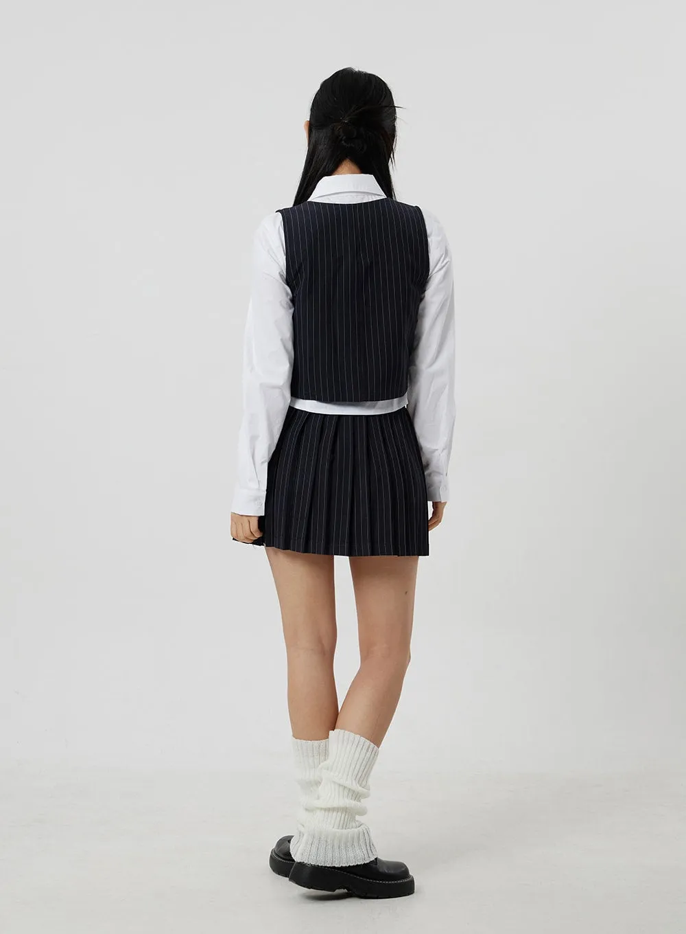 Pinstripe Pleated Mini Skirt CF301