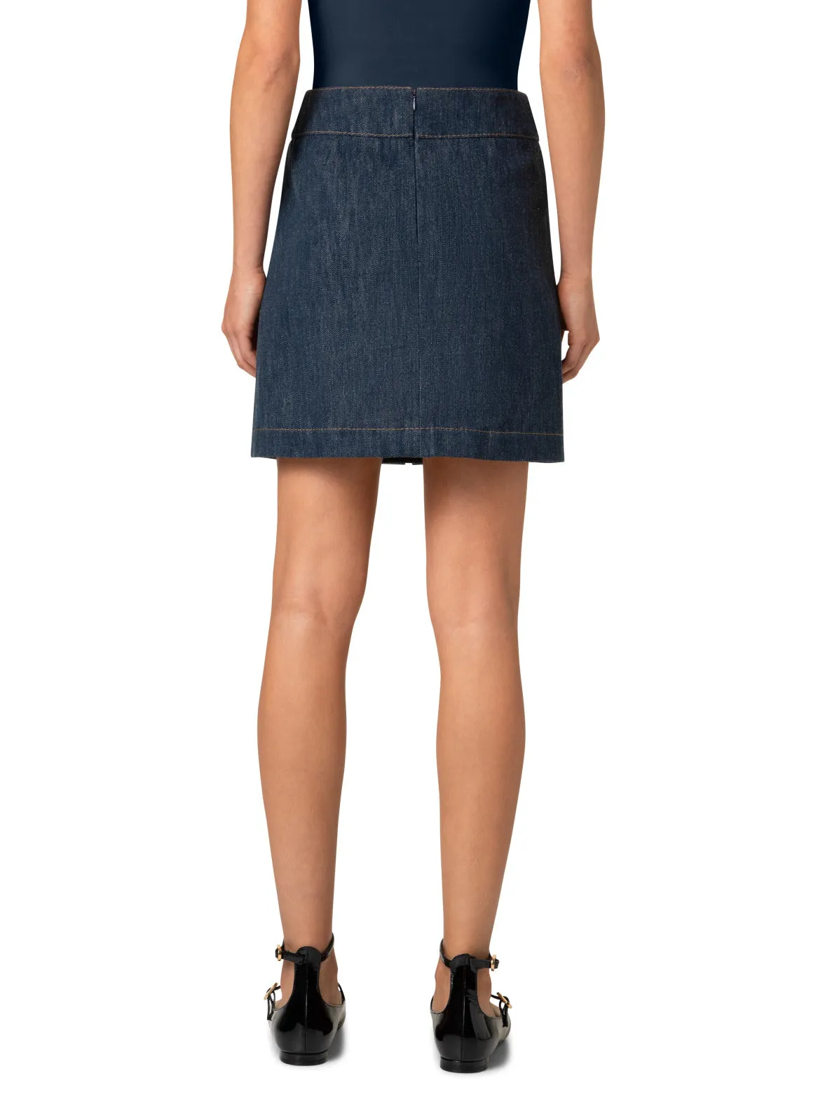 Pleated Denim Mini Skirt