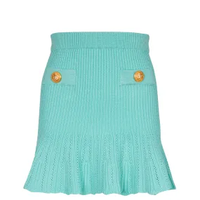 Pleated Knit Flare Short Skirt