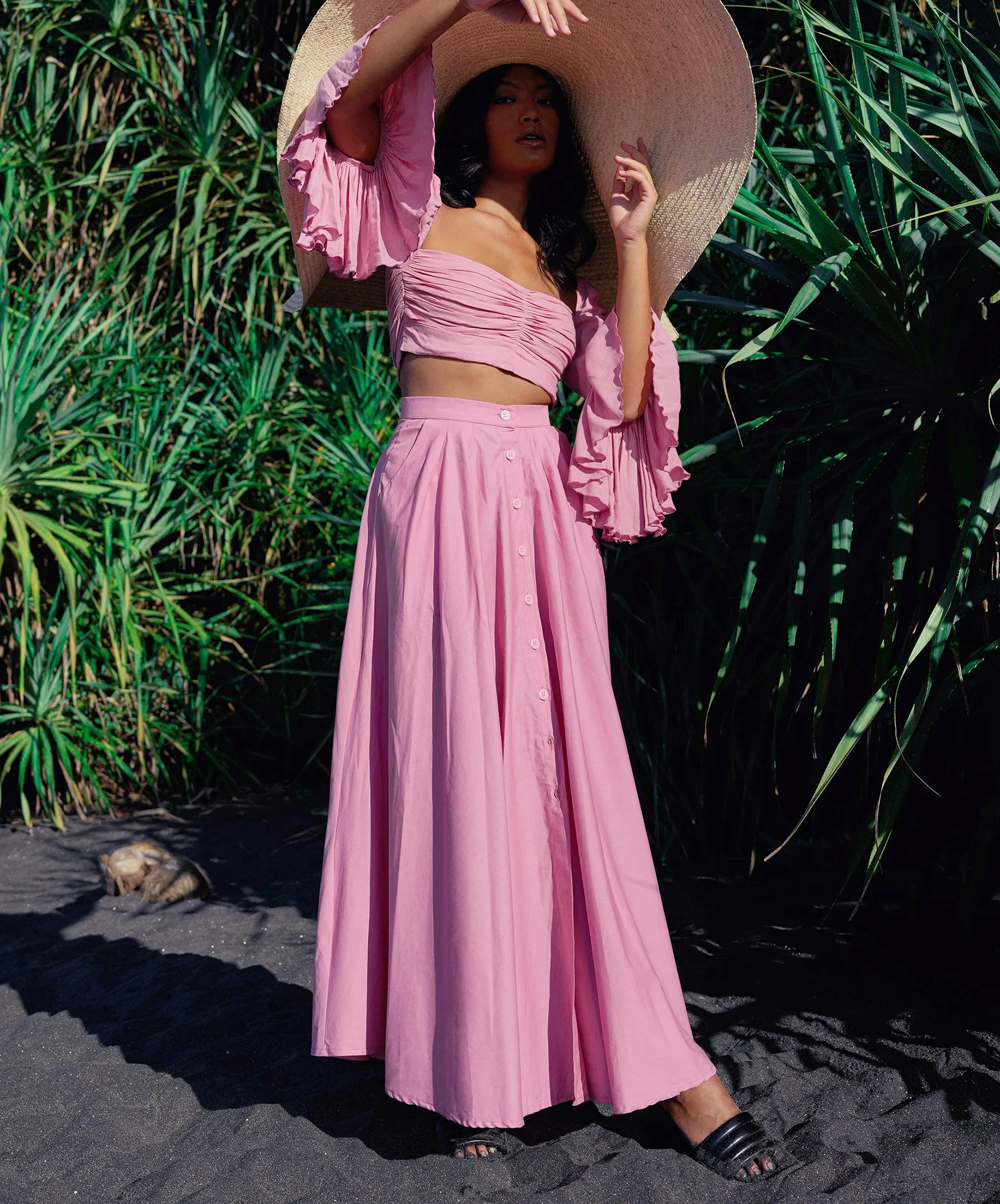 Pleated Maxi Skirt in Blush