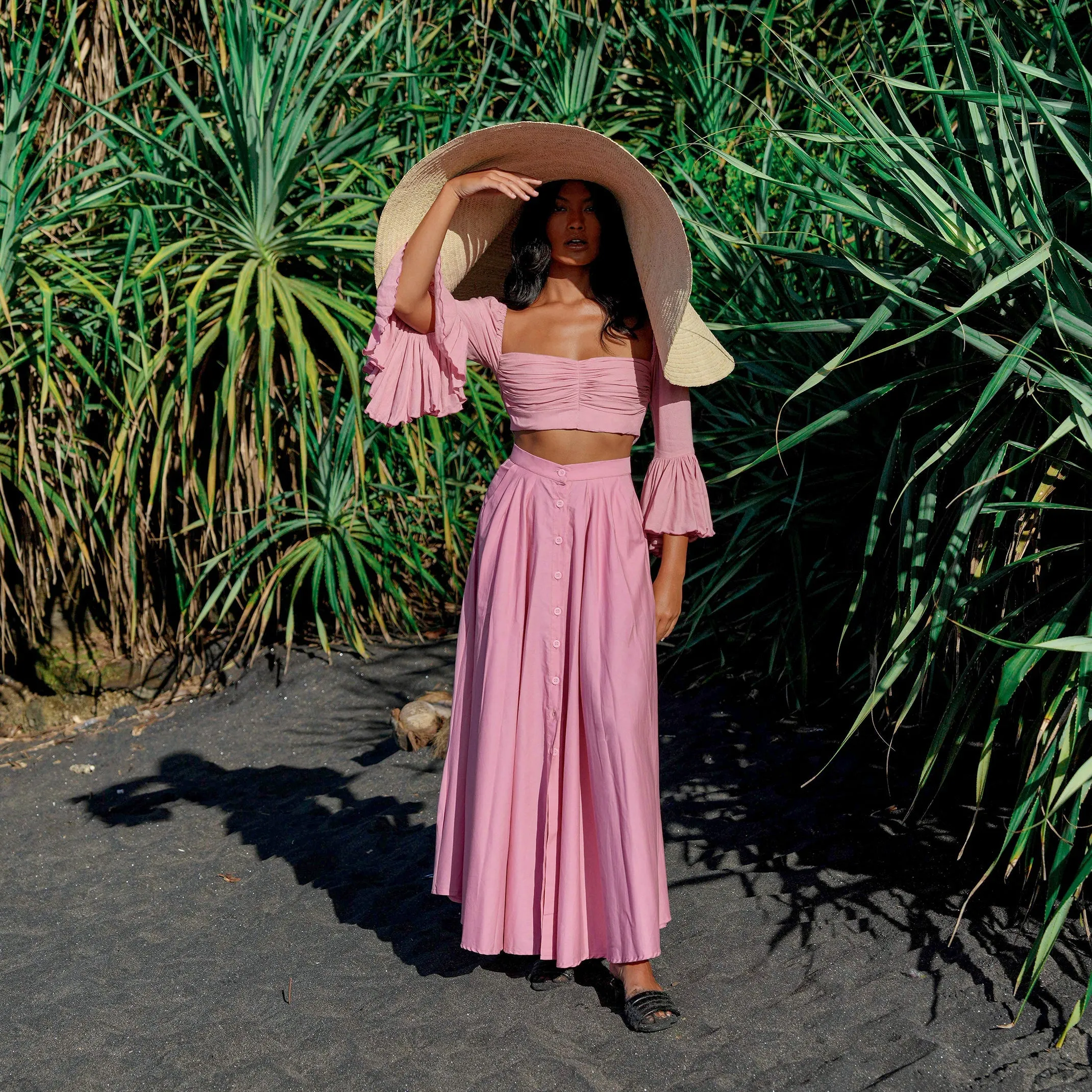 Pleated Maxi Skirt in Blush