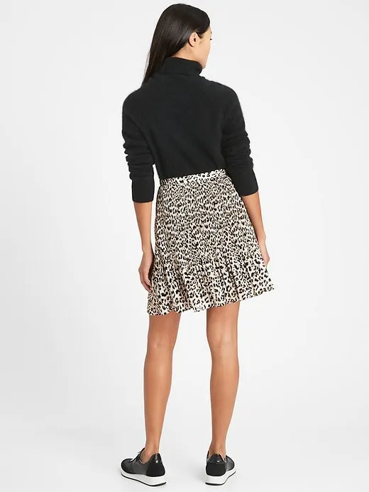 Pleated Mini Skirt in Cheetah Print