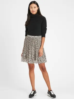 Pleated Mini Skirt in Cheetah Print