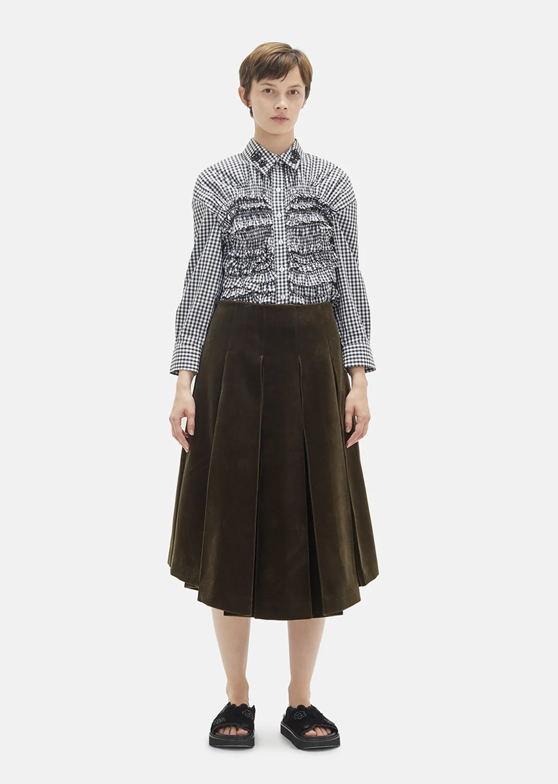 Pleated Velvet Skirt