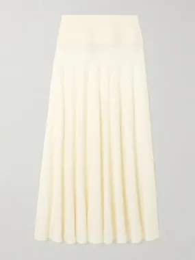 Pleated wool maxi skirt