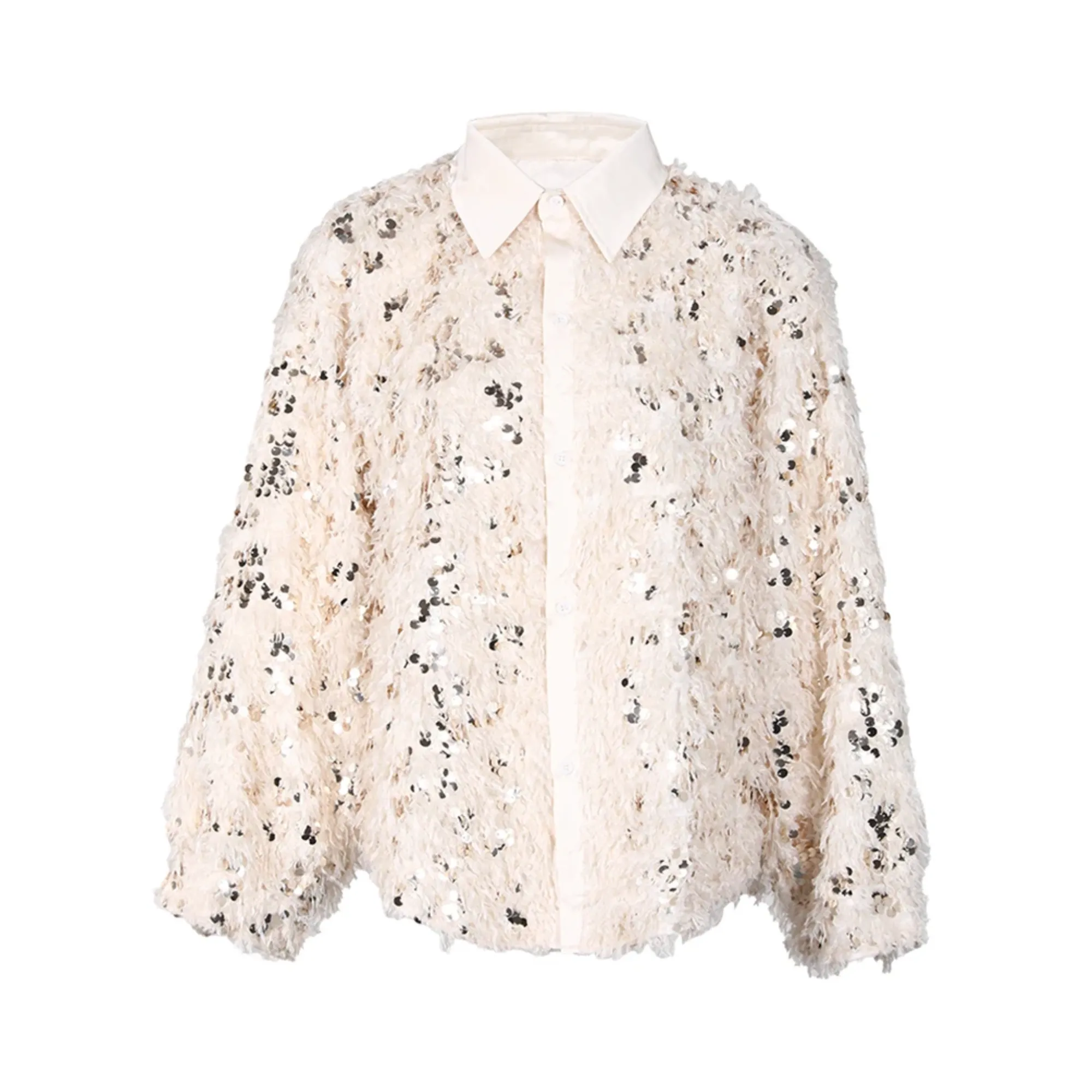 Pre Order:  Fringed Sequined Loose Shirt