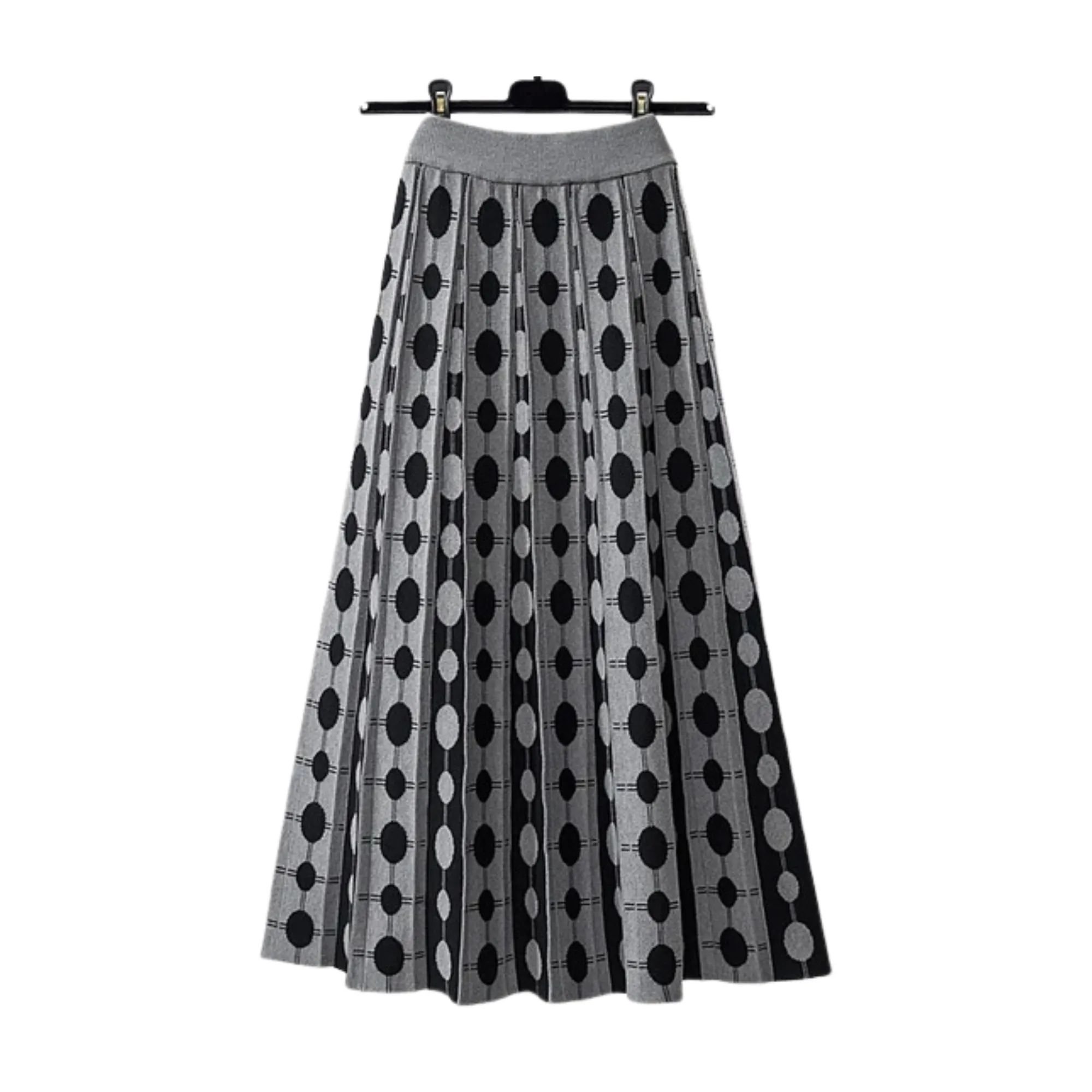 Pre Order:  Knitted Polka Dots Pleated Skirt