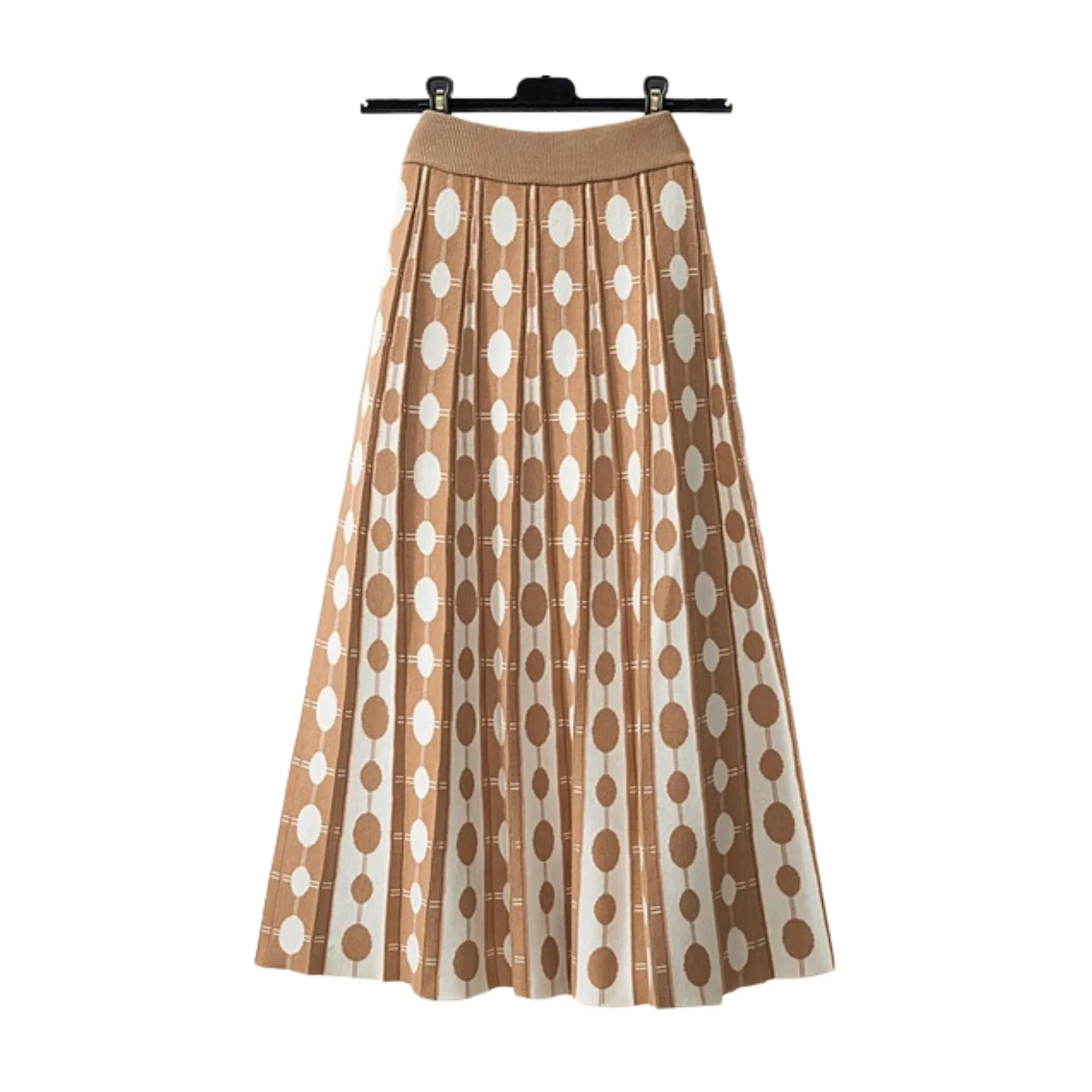 Pre Order:  Knitted Polka Dots Pleated Skirt