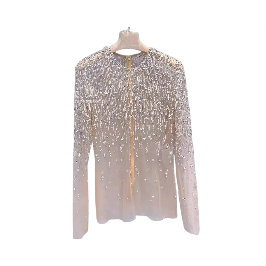 Pre Order: Sequined Mesh Cover Shirt