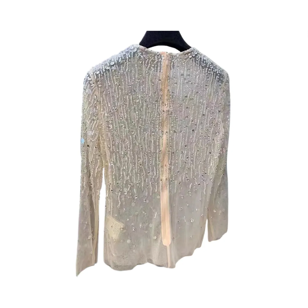 Pre Order: Sequined Mesh Cover Shirt